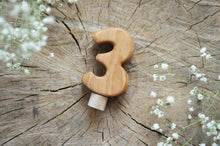 Load image into Gallery viewer, Wooden Number Three Ornament
