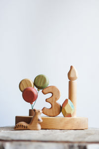 Wooden Number Three Ornament