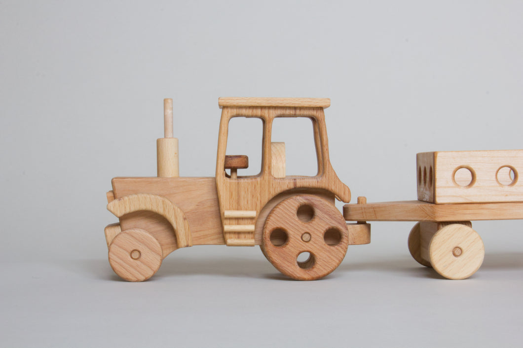 Wooden Tractor & Trailer