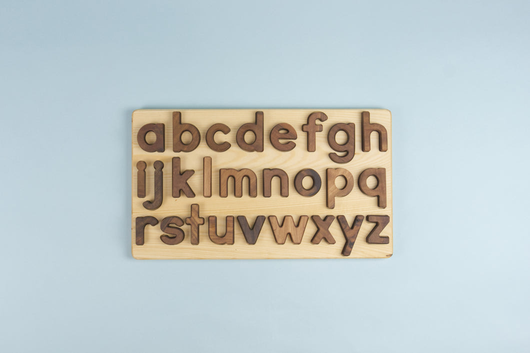 Walnut Lowercase Alphabet Puzzle