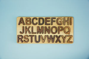 Walnut Uppercase Alphabet Puzzle